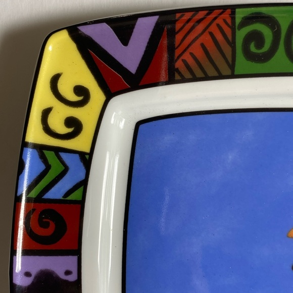 🌹Sue Zipkin rectangular ceramic serving platter, Mosaic trim, Hot peppers 7x11” - Picture 9 of 14